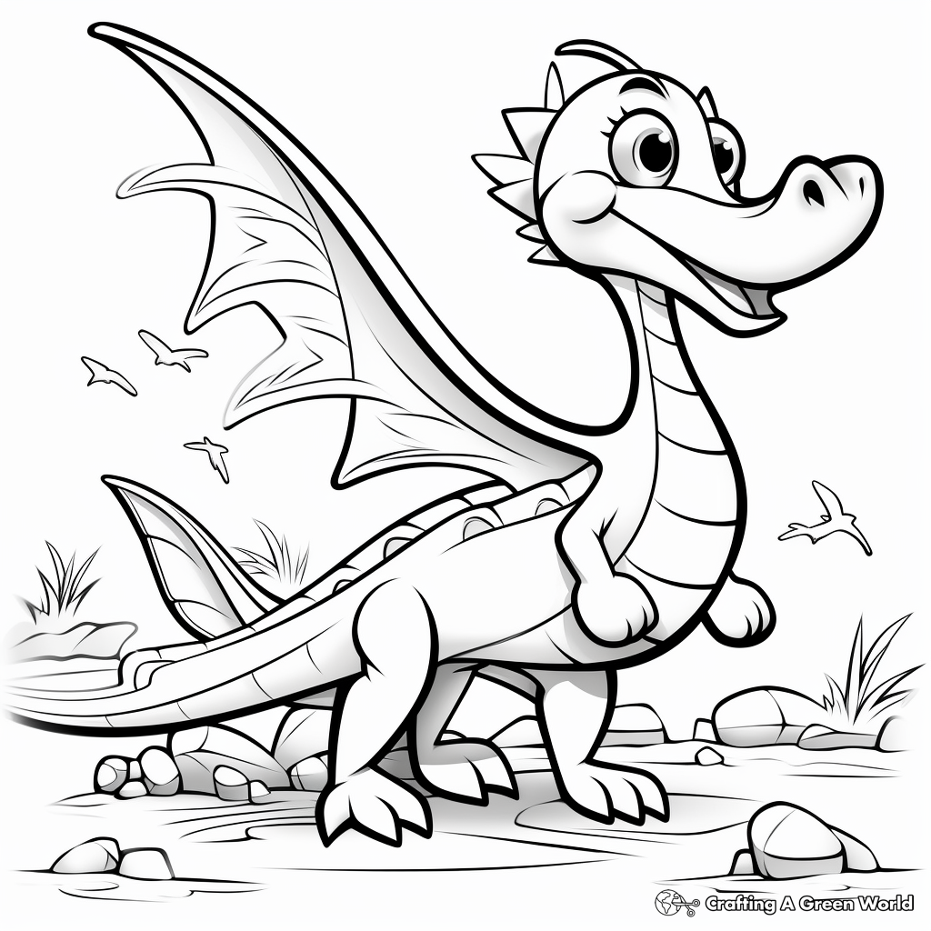 Colorful Pterodactyl Dinosaur Coloring Pages 1