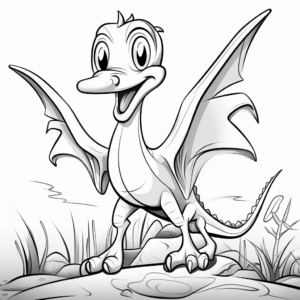 Colorful Pterodactyl Dinosaur Coloring Pages 2