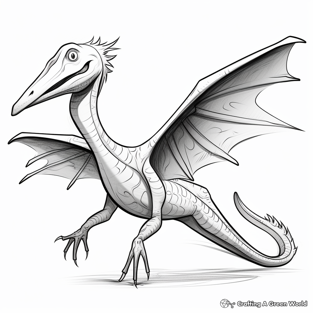 Colorful Pterodactyl Wingspan Coloring Pages 1