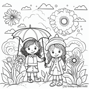 Colorful Rainbow and Rainy Day Coloring Pages 1