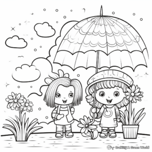 Colorful Rainbow and Rainy Day Coloring Pages 2
