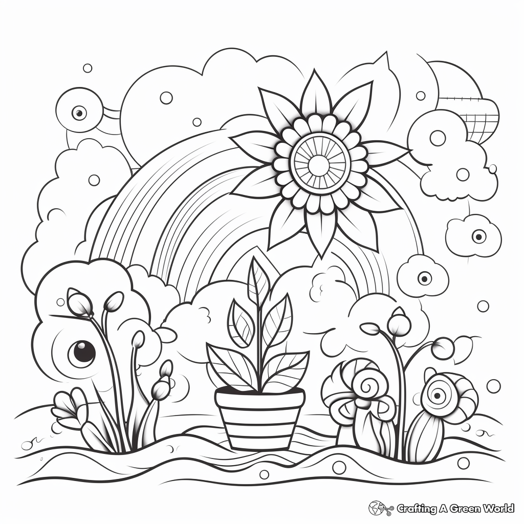 Colorful Rainbow and Rainy Day Coloring Pages 4