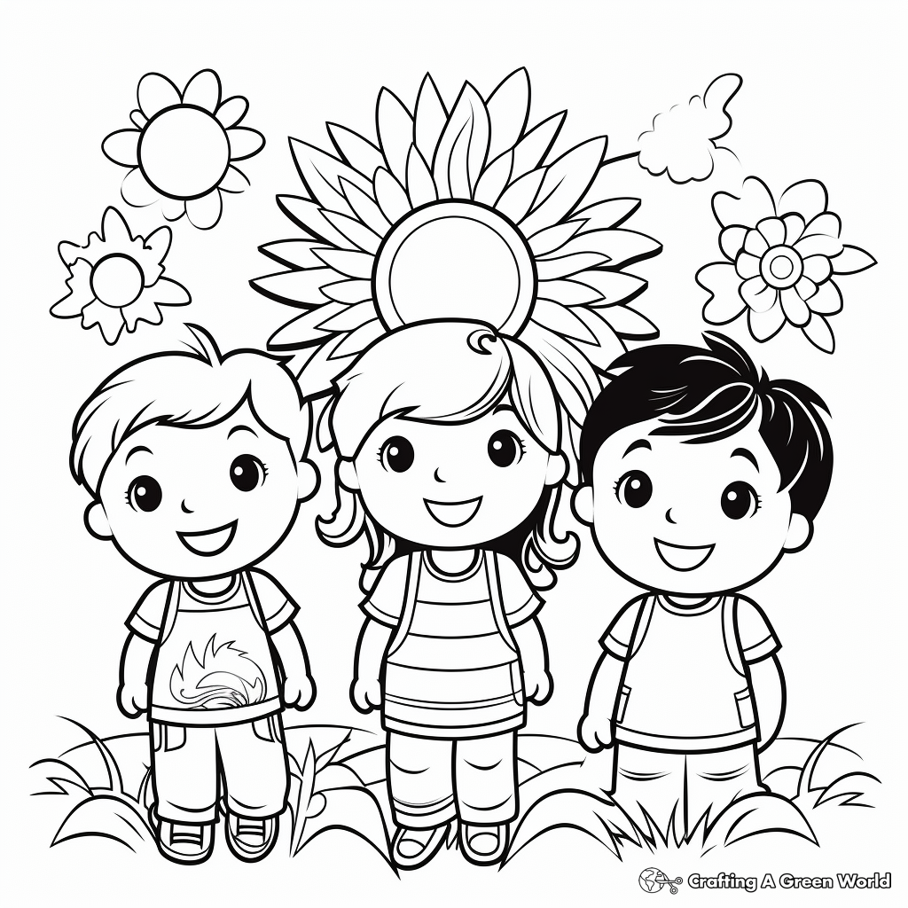 Colorful Rainbow Coloring Pages for Children 2