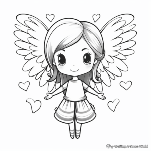 Colorful Rainbow Heart with Wings Coloring Sheets 3