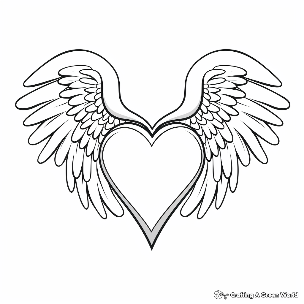 Colorful Rainbow Heart with Wings Coloring Sheets 4