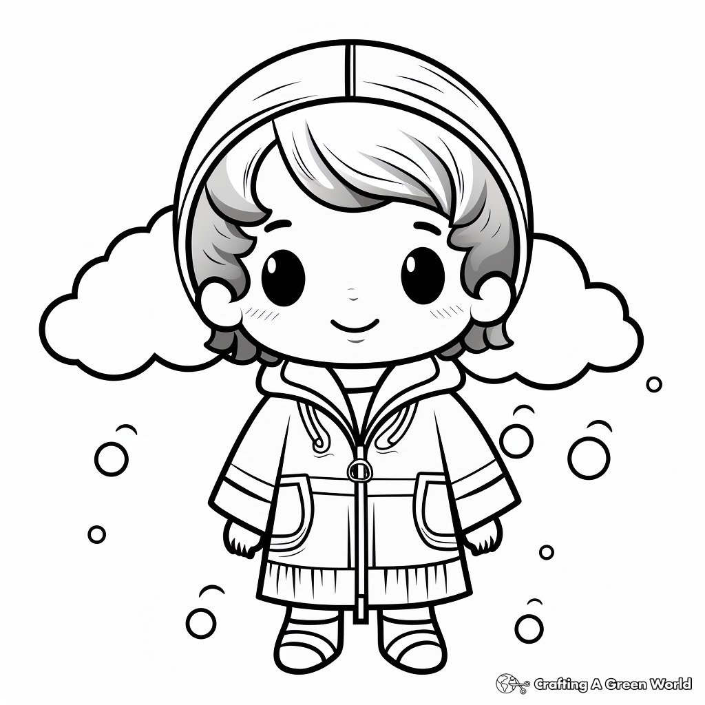 Colorful Rainbow Raincoat Coloring Pages 1
