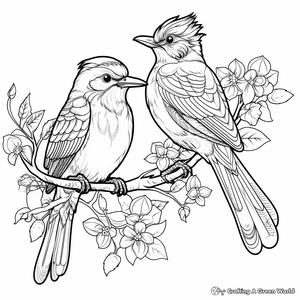 Colorful Tropical Birds Coloring Pages 1