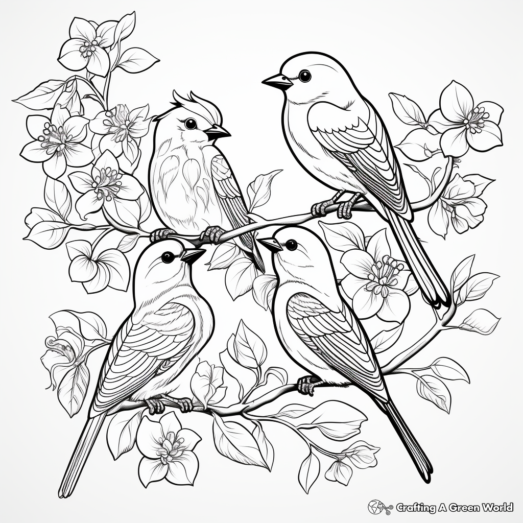 Colorful Tropical Birds Coloring Pages 2
