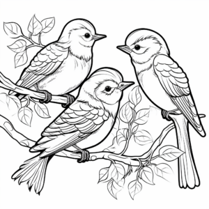 Colorful Tropical Birds Coloring Pages 3
