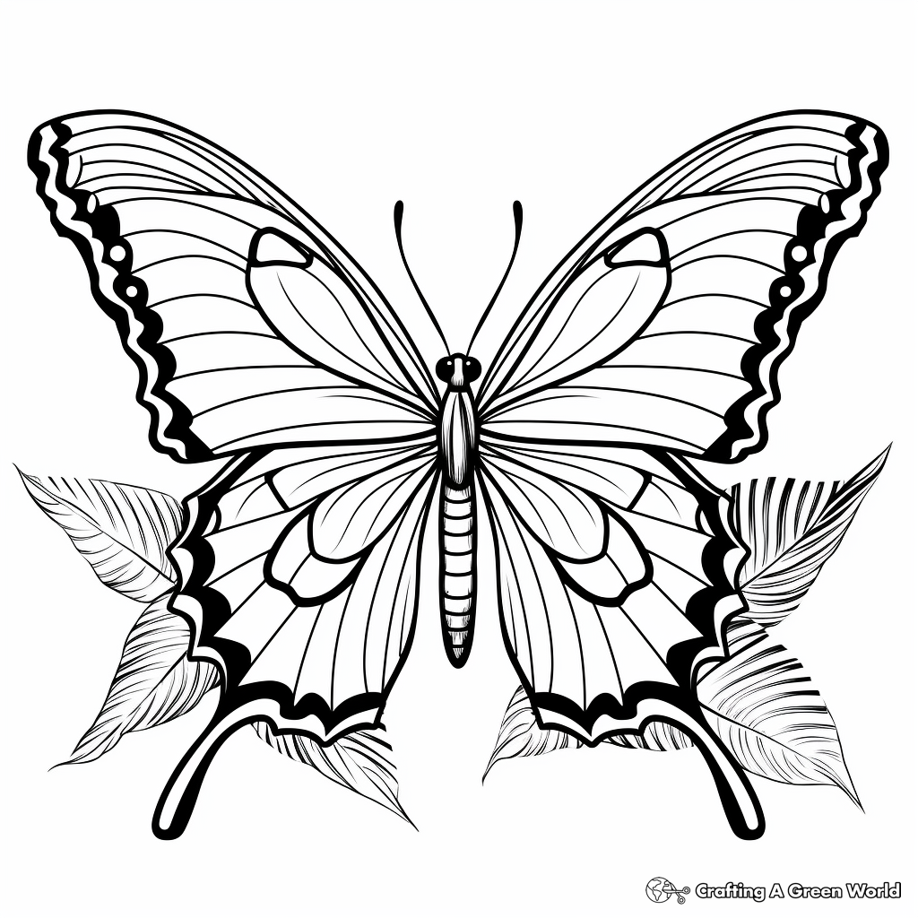 Colorful Tropical Butterfly Coloring Pages 3