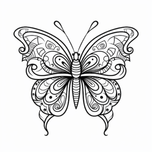 Colorful Tropical Butterfly Coloring Pages 4
