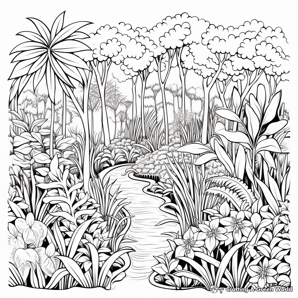 Colorful Tropical Garden Coloring Pages 1