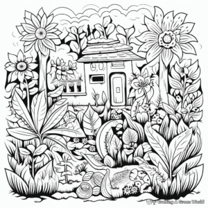 Colorful Tropical Garden Coloring Pages 2
