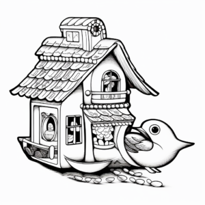 Colorful Window Bird Feeder Coloring Pages 1