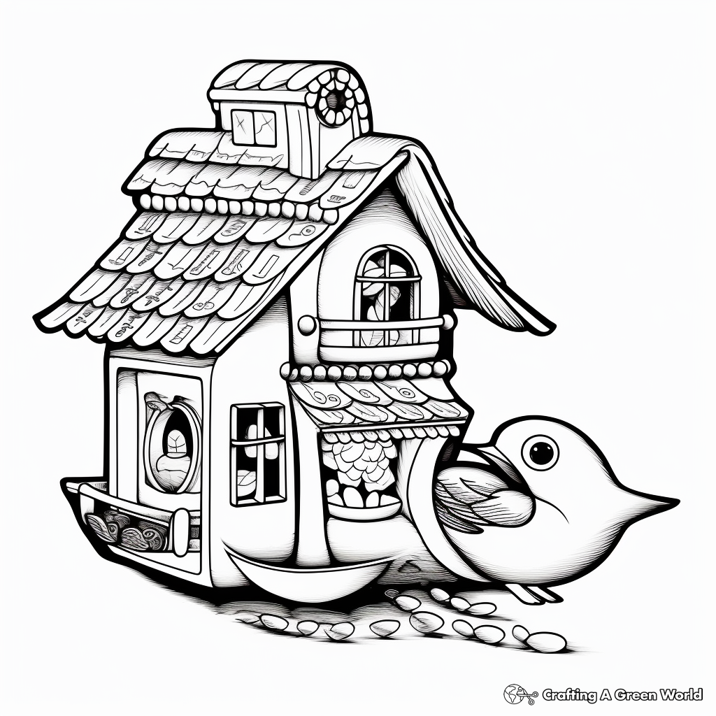 Colorful Window Bird Feeder Coloring Pages 1