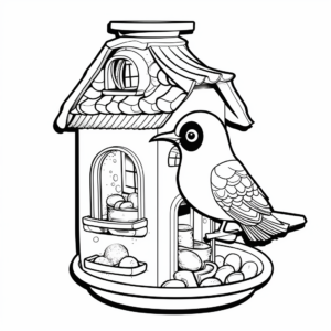 Colorful Window Bird Feeder Coloring Pages 2