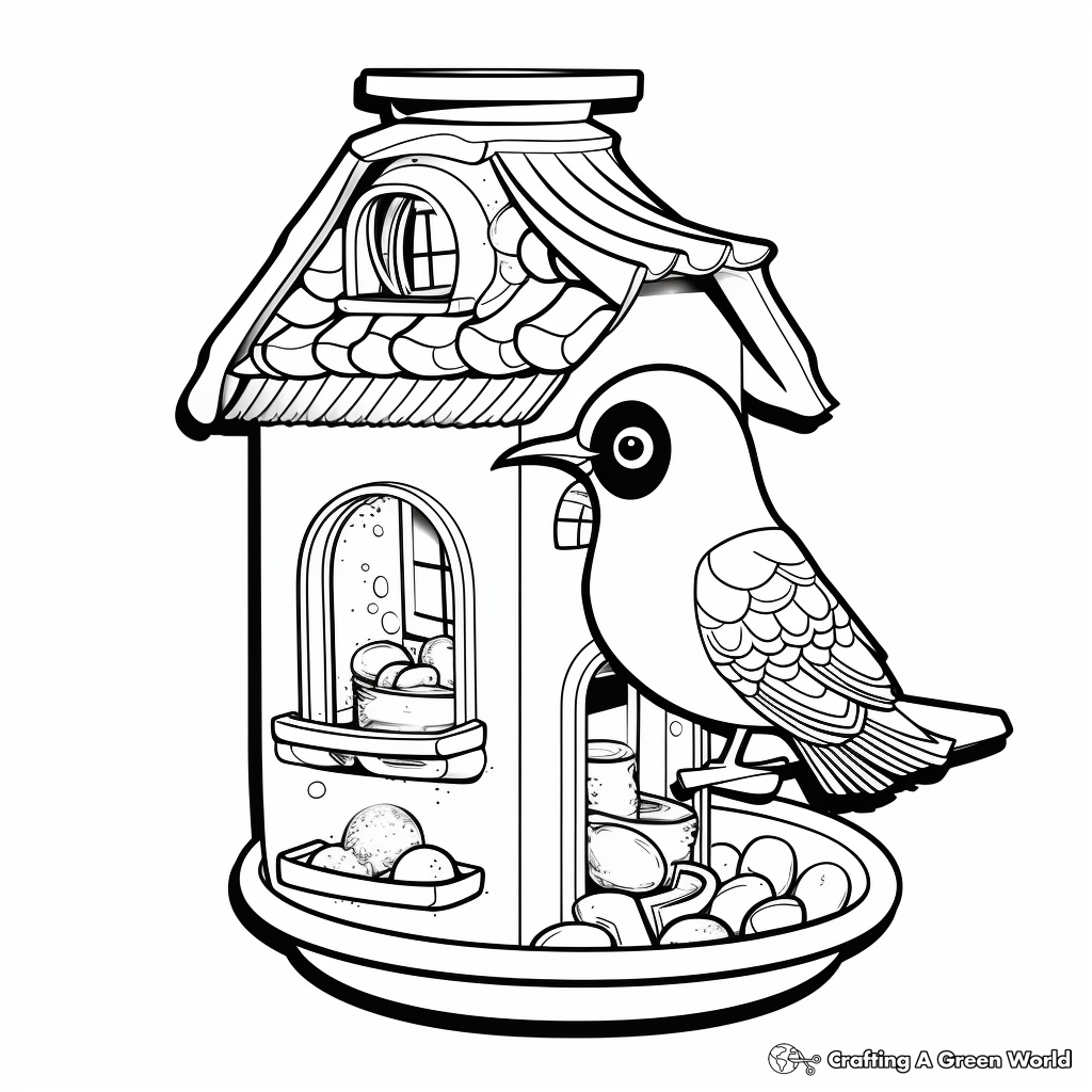 Colorful Window Bird Feeder Coloring Pages 2
