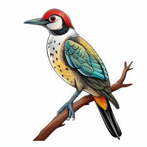 Colorful Woodpecker Species Coloring Pages 2