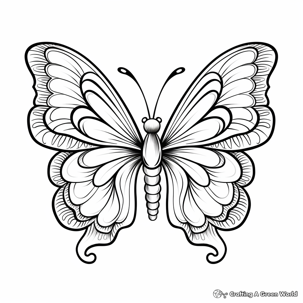Colorful Zinnia and Butterfly Coloring Pages for Children 3