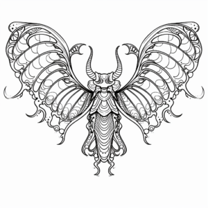 Coloring Page of Bat Wings with Intricate Patterns 1
