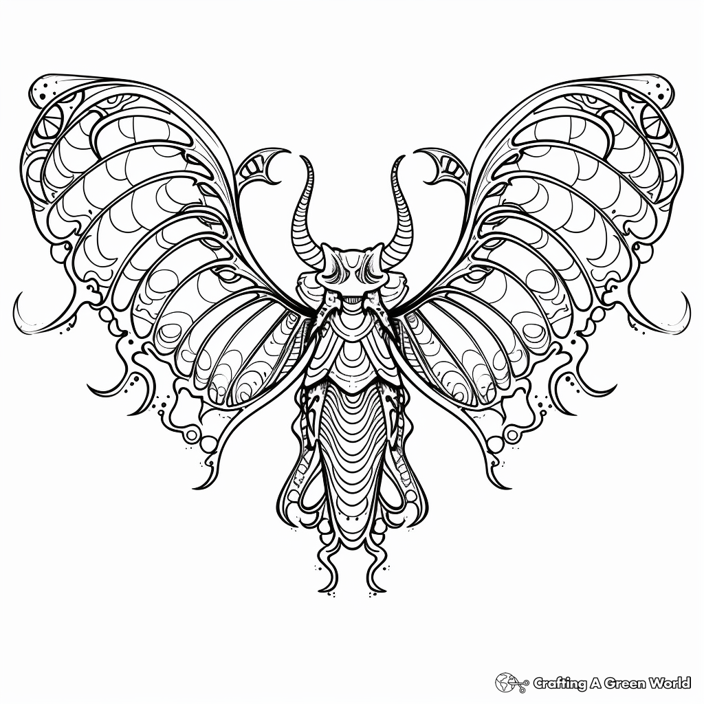 Coloring Page of Bat Wings with Intricate Patterns 1