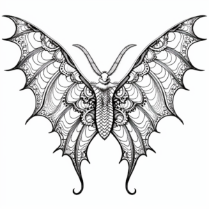 Coloring Page of Bat Wings with Intricate Patterns 3