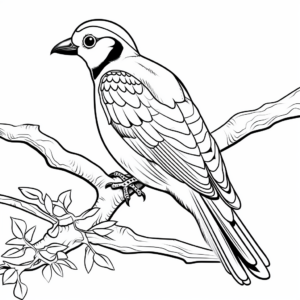 Coloring Page of Woodpecker On Tree 1