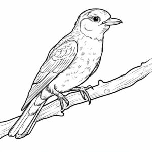 Coloring Page of Woodpecker On Tree 3