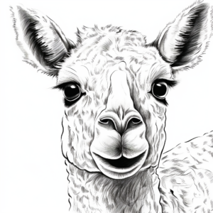 Coloring Pages Featuring Alpaca Faces Close-Up 1