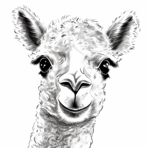 Coloring Pages Featuring Alpaca Faces Close-Up 2