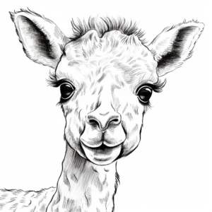 Coloring Pages Featuring Alpaca Faces Close-Up 4