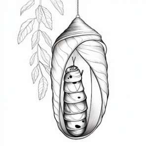 Coloring Pages Featuring Cocoon Resting on Leaf 3