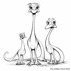 Coloring Pages Featuring Compysognathus with Other Dinosaurs 2