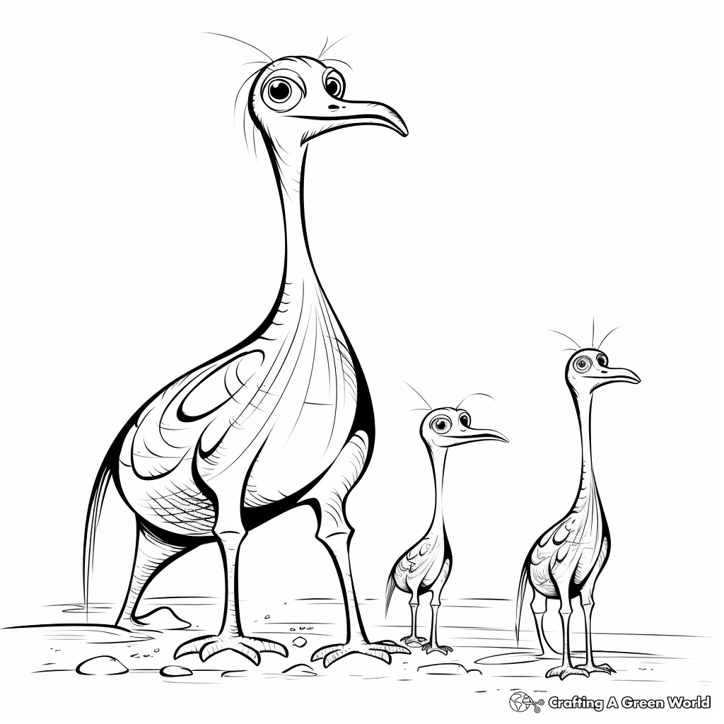 Coloring Pages Featuring Compysognathus with Other Dinosaurs 4