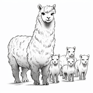 Coloring Pages of Alpaca Herds 1