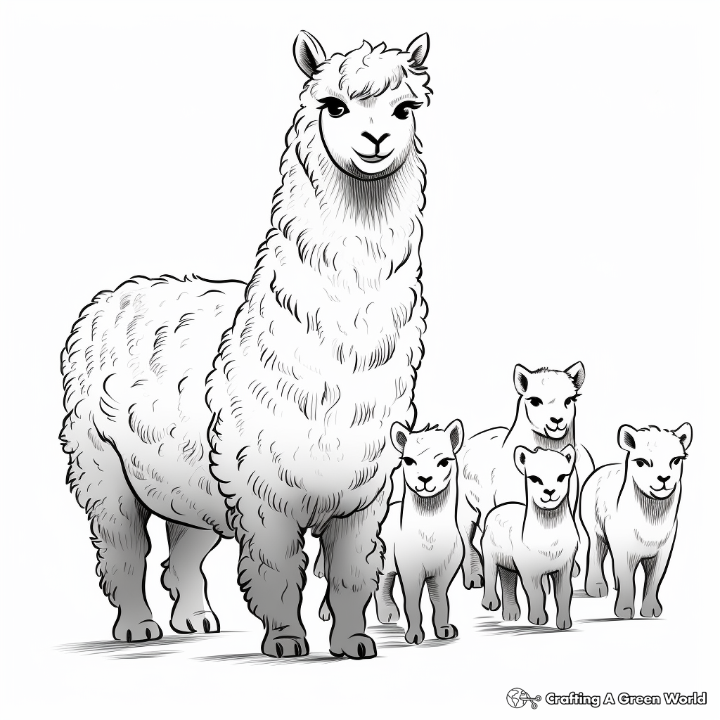 Coloring Pages of Alpaca Herds 1