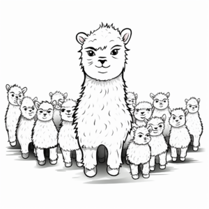 Coloring Pages of Alpaca Herds 2