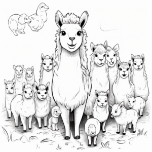 Coloring Pages of Alpaca Herds 3