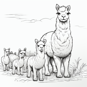 Coloring Pages of Alpaca Herds 4