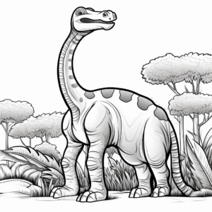 Coloring Pages of Apatosaurus in the Jungle 2