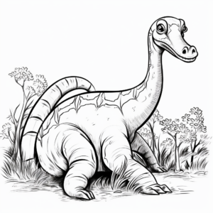 Coloring Pages of Apatosaurus in the Jungle 4