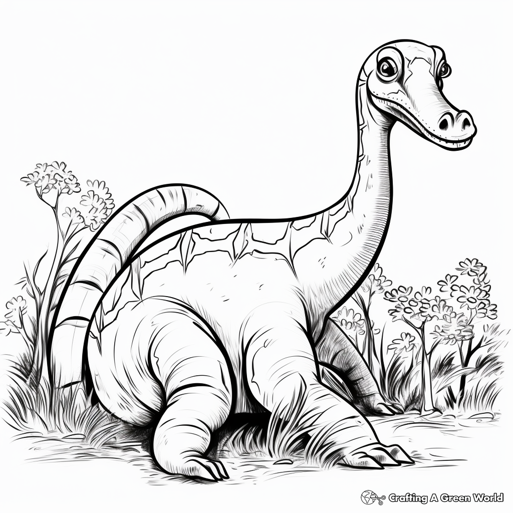 Coloring Pages of Apatosaurus in the Jungle 4