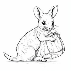 Coloring Pages of Baby Wallaby in Pouch 1