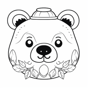 Coloring Pages of Bear Face with Honey Pot 1