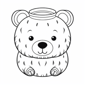 Coloring Pages of Bear Face with Honey Pot 4