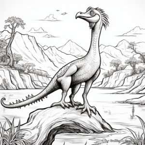 Coloring Pages of Deinonychus in Natural Habitat 1