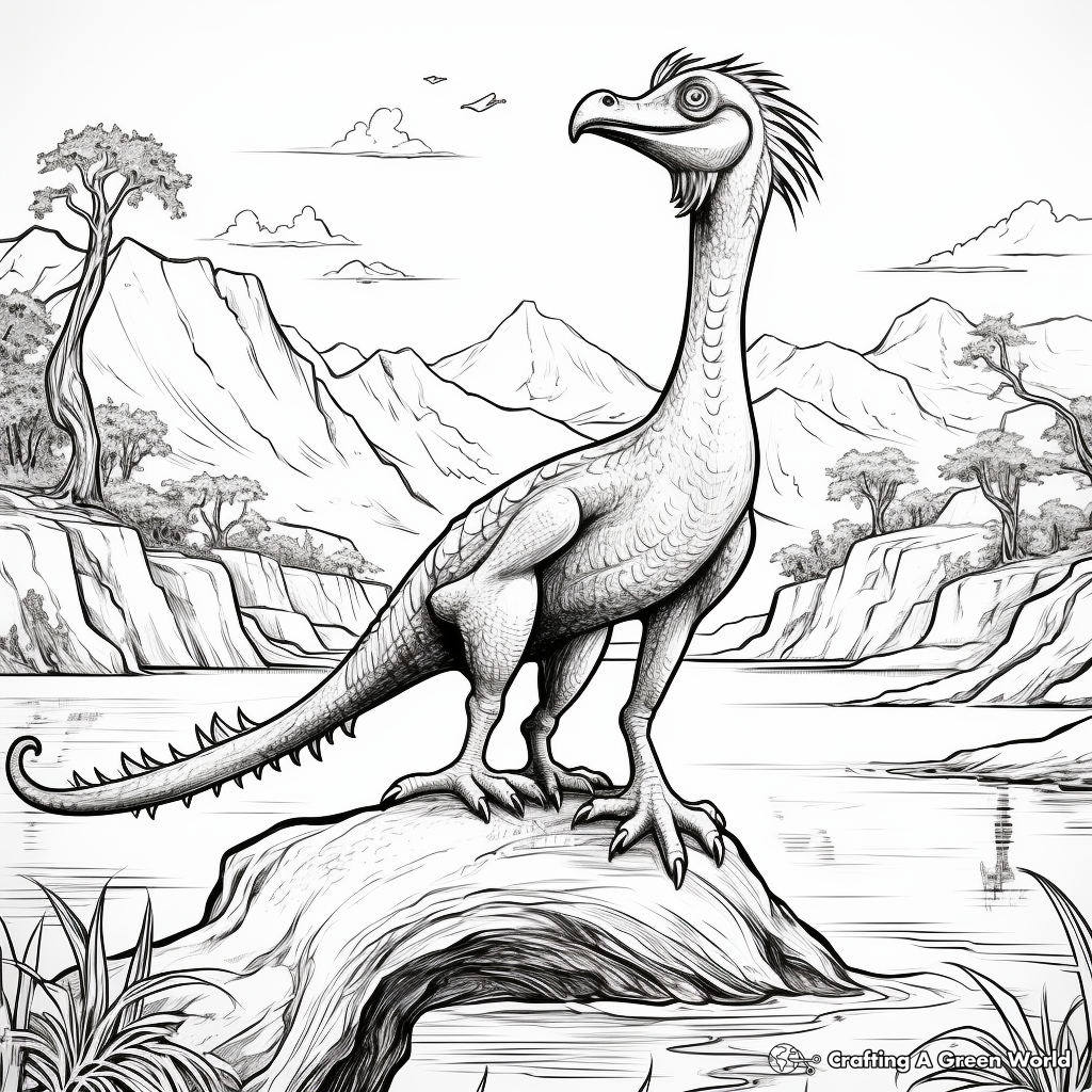Coloring Pages of Deinonychus in Natural Habitat 1