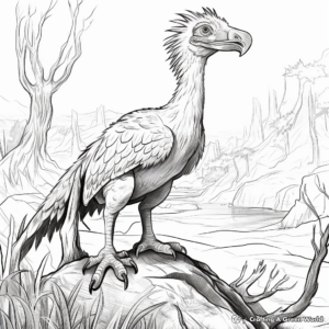 Coloring Pages of Deinonychus in Natural Habitat 2
