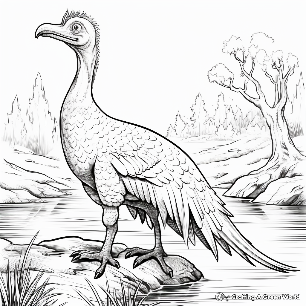 Coloring Pages of Deinonychus in Natural Habitat 3