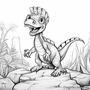 Coloring Pages of Dilophosaurus in its Natural Habitat 3